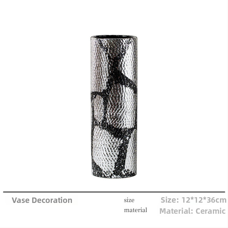Yibeizi Vas decorativ ceramic cu folie de argint electroplacată, stil chinezesc nou, de înaltă calitate