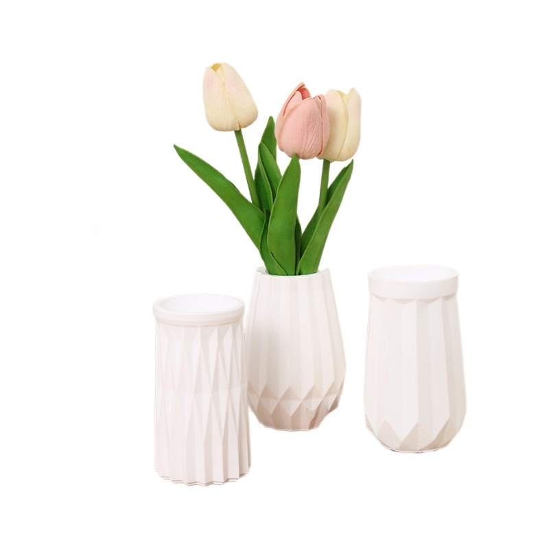 Vază Nordic DIY din ipsos – stil INS, decor alb pentru casă și hidroponie