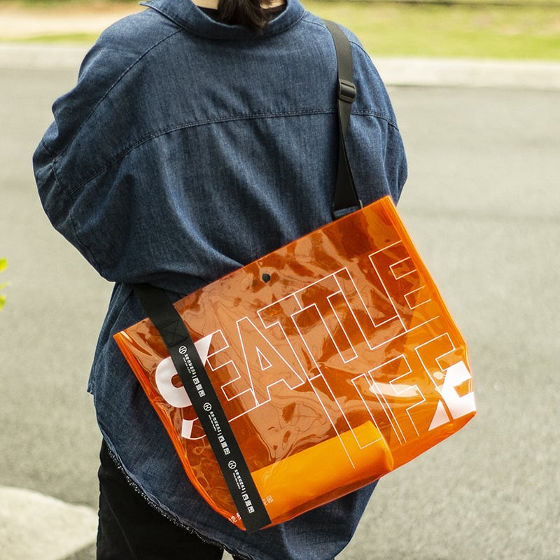 Geantă din PVC impermeabilă, geantă tip tote transparentă, personalizată pentru un magazin de îmbrăcăminte în loturi mici, geantă din PVC cu capacitate mare