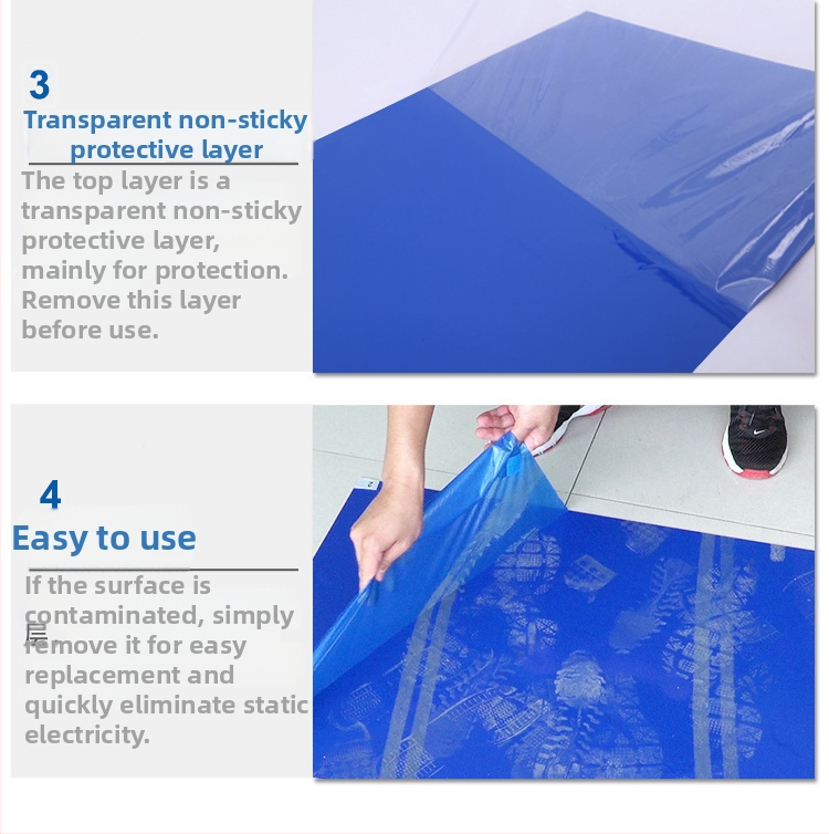 Covoraș lipicios pentru spații curate, protecție împotriva prafului pentru laboratoare, dimensiuni 24×36 cm, grosime 0,35 mm, material film de polietilenă