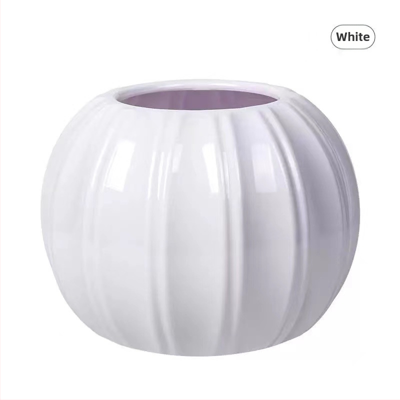 Vază din plastic în formă de dovleac, design modern minimalist, pentru aranjamente florale și decor de sufragerie pe comodă TV