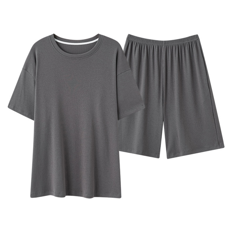 Muški ljetni set pidžama od Modal Ice Silk, kratki rukavi, kratke hlače, opušten kroj, lagan i prozračan za kućnu uporabu