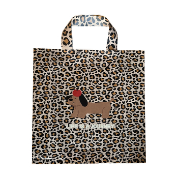 Geantă tote pentru haine cu imprimeu leopard și model desen animat – pentru haine pentru copii, mărimi XL 44×44×10 cm, L 39×39×10 cm, M 32×32×10 cm, S 28×28×9 cm
