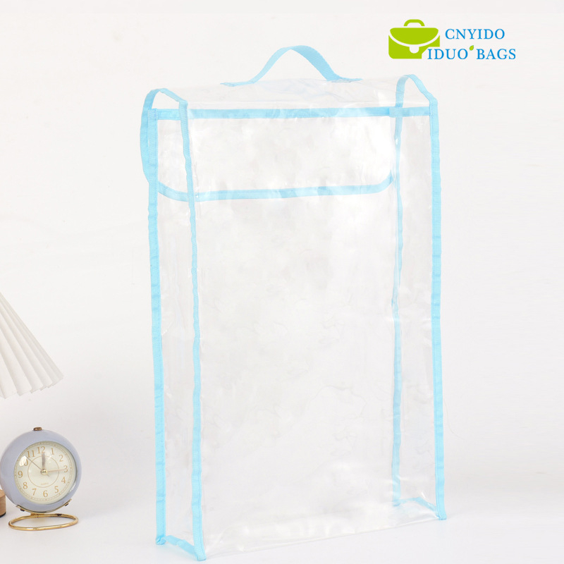 Geantă tote transparentă din PVC, mare, cu nasture ascuns, pentru depozitare haine