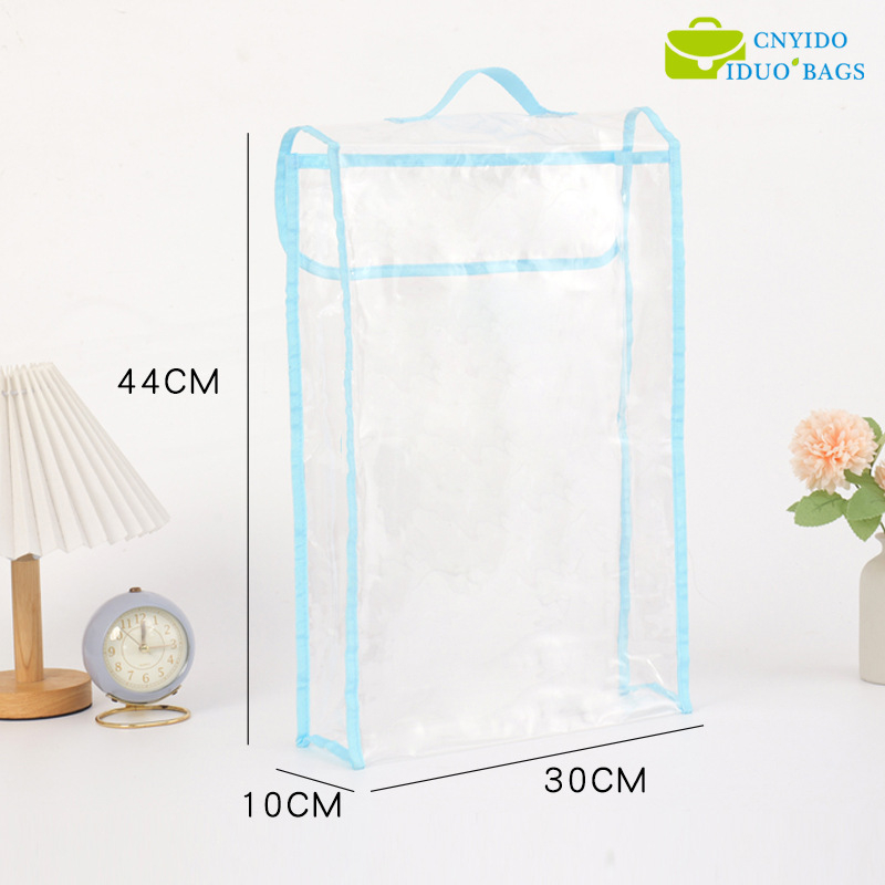 Geantă tote transparentă din PVC, mare, cu nasture ascuns, pentru depozitare haine