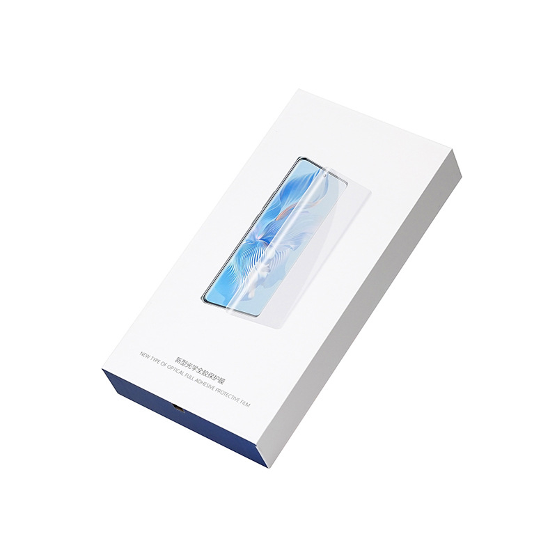 Cutie de ambalare pentru husă de telefon, cu capac de tip clapet în două părți, carton alb 1200 g, acoperire UV și film mat, cutie cadou