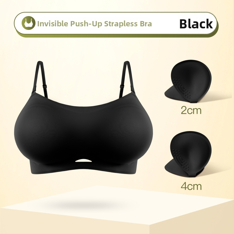 Bezramienková push-up podprsenka pre ženy, protišmyková, bezšvová, hrubšie vystužené košíčky pre zväčšenie malého poprsia, bandeau štýl, manga štýl