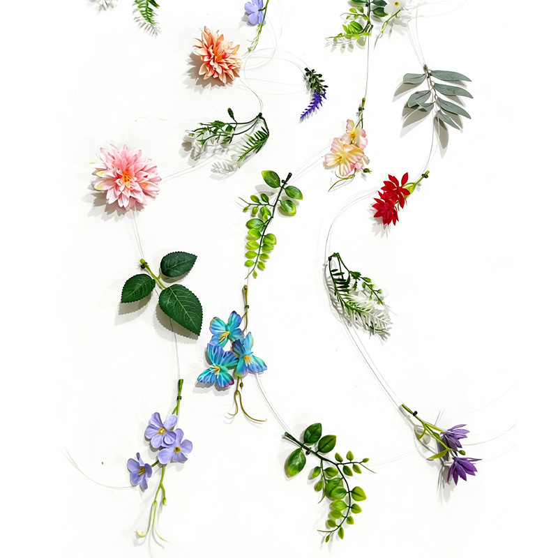 Flori artificiale suspendate DIY pentru primăvară-vară, perdea foto cu flori, ploaie de petale și efect cascadă, ghirlande florale