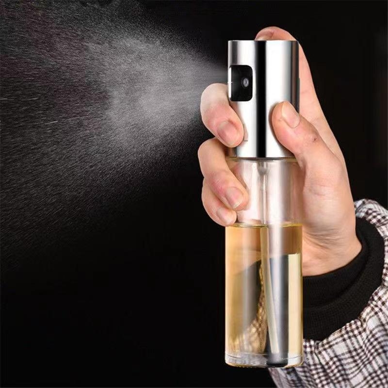 Sticlă mică de spray pentru ulei, capac din oțel inoxidabil, pulverizare atomizată pentru air fryer și grătar