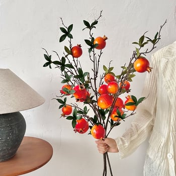 Ramură de rodie artificială cu frunze – decor pentru casă și recuzită de fotografiere