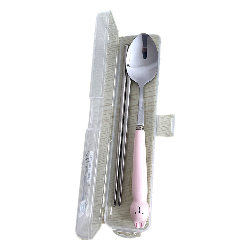 Set tacâmuri din oțel inoxidabil 304: lingură, furculiță și bețișoare pentru mâncare, portabil, 2–3 piese