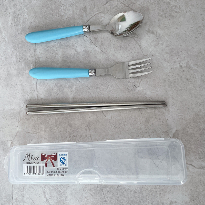 Set tacâmuri din oțel inoxidabil 304: lingură, furculiță și bețișoare pentru mâncare, portabil, 2–3 piese