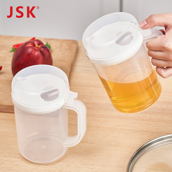 JSK recipient transparent din plastic, 650 ml, pentru ulei, oțet și condimente, cu capac cu deschidere și închidere automată