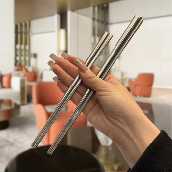 Bețișoare din oțel inoxidabil 304, pătrate, rezistente la temperaturi înalte, antiderapante, pentru uz casnic, hoteluri și restaurante, imprimare logo disponibilă