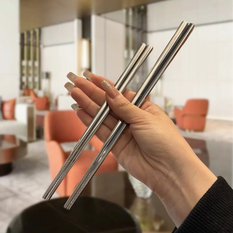 Bețișoare din oțel inoxidabil 304, pătrate, rezistente la temperaturi înalte, antiderapante, pentru uz casnic, hoteluri și restaurante, imprimare logo disponibilă