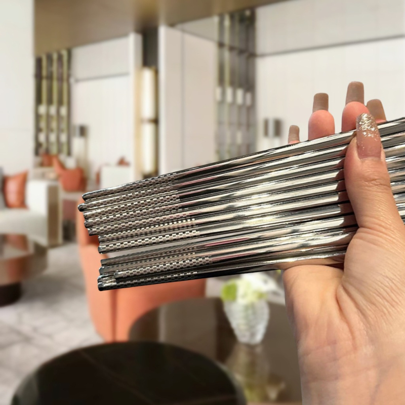 Bețișoare din oțel inoxidabil 304, pătrate, rezistente la temperaturi înalte, antiderapante, pentru uz casnic, hoteluri și restaurante, imprimare logo disponibilă