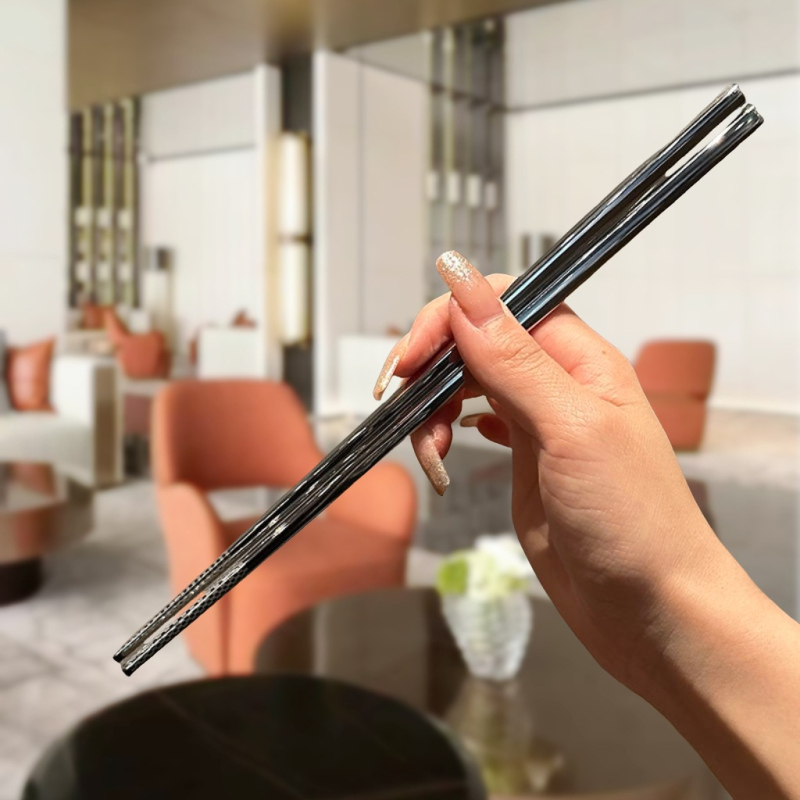 Bețișoare din oțel inoxidabil 304, pătrate, rezistente la temperaturi înalte, antiderapante, pentru uz casnic, hoteluri și restaurante, imprimare logo disponibilă