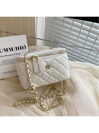 Ženska torba preko ramena s lancem, kvadratnog oblika, mala torba sa šivanima detaljima i izvezenim nitima, Chanel inspiriran stil