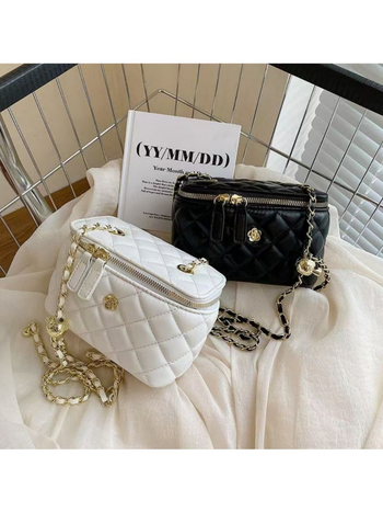 Ženska torba preko ramena s lancem, kvadratnog oblika, mala torba sa šivanima detaljima i izvezenim nitima, Chanel inspiriran stil