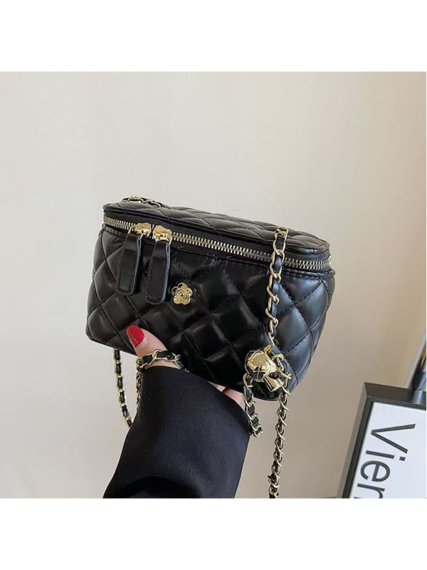 Ženska torba preko ramena s lancem, kvadratnog oblika, mala torba sa šivanima detaljima i izvezenim nitima, Chanel inspiriran stil