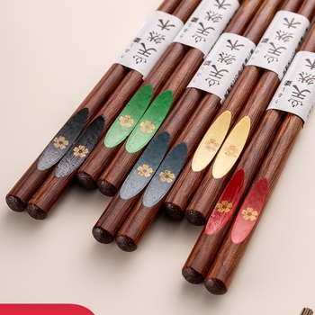 Bețișoare de lemn cu model de floare de cireș – 5 perechi, stil japonez, tacâmuri pentru uz zilnic