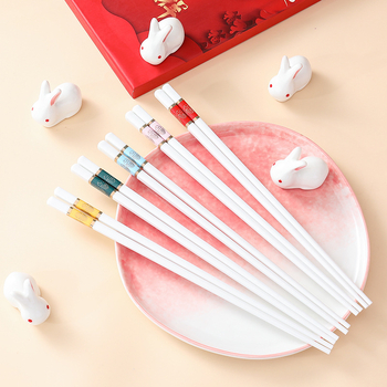 Κεραμική βάση για chopsticks με σχέδιο λαγουδάκι, σετ δώρου για το Νέο Έτος