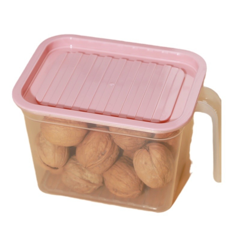 Cutie de depozitare a alimentelor cu capac, pentru fructe și alimente pe masă, pentru bucătărie și congelator, cu mâner și etanșare, potrivită pentru stivuire