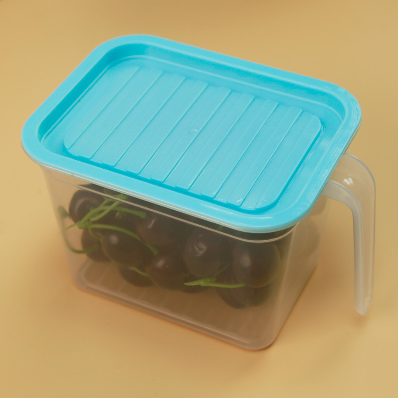 Cutie de depozitare a alimentelor cu capac, pentru fructe și alimente pe masă, pentru bucătărie și congelator, cu mâner și etanșare, potrivită pentru stivuire