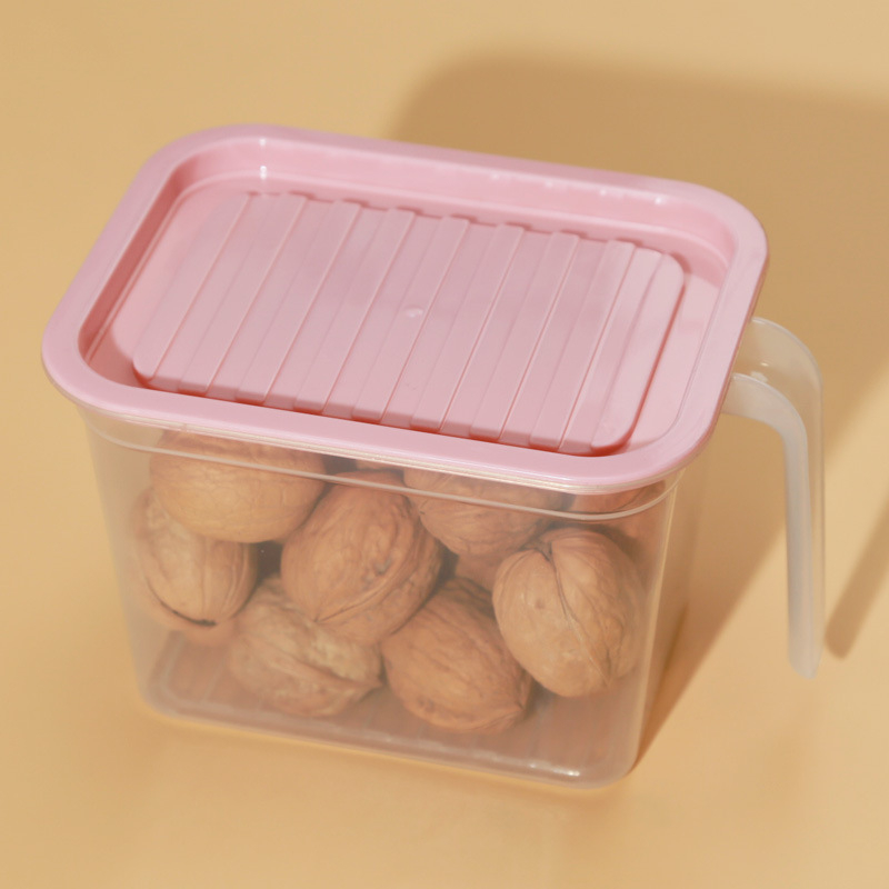 Cutie de depozitare a alimentelor cu capac, pentru fructe și alimente pe masă, pentru bucătărie și congelator, cu mâner și etanșare, potrivită pentru stivuire