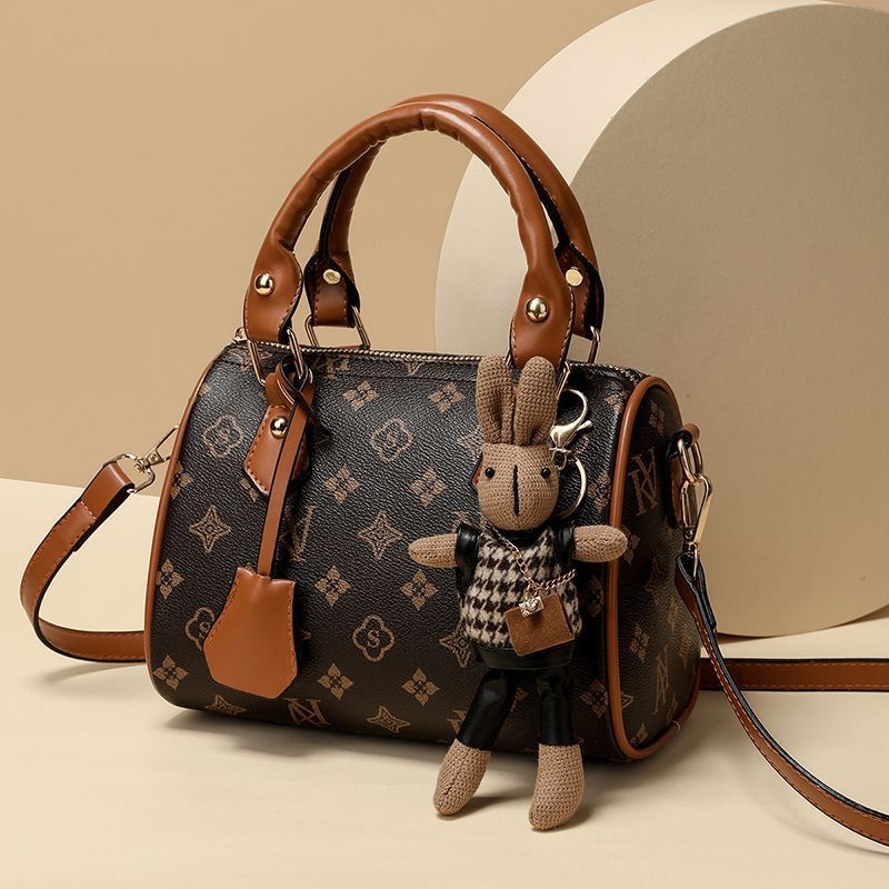 Ženska torbica 2023 – nova mekana koža s monogramom, oblik jastuka, Boston stil, torba za rame ili crossbody, otisak