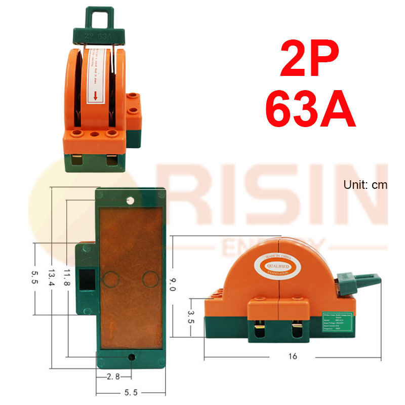 Δίπολος διακόπτης τύπου λεπίδας, 32A/63A/100A, 220V, απομονωτικός διακόπτης με διπλή μετάθεση