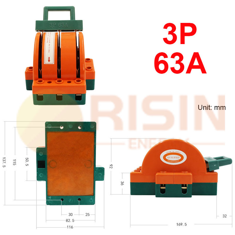 Δίπολος διακόπτης τύπου λεπίδας, 32A/63A/100A, 220V, απομονωτικός διακόπτης με διπλή μετάθεση