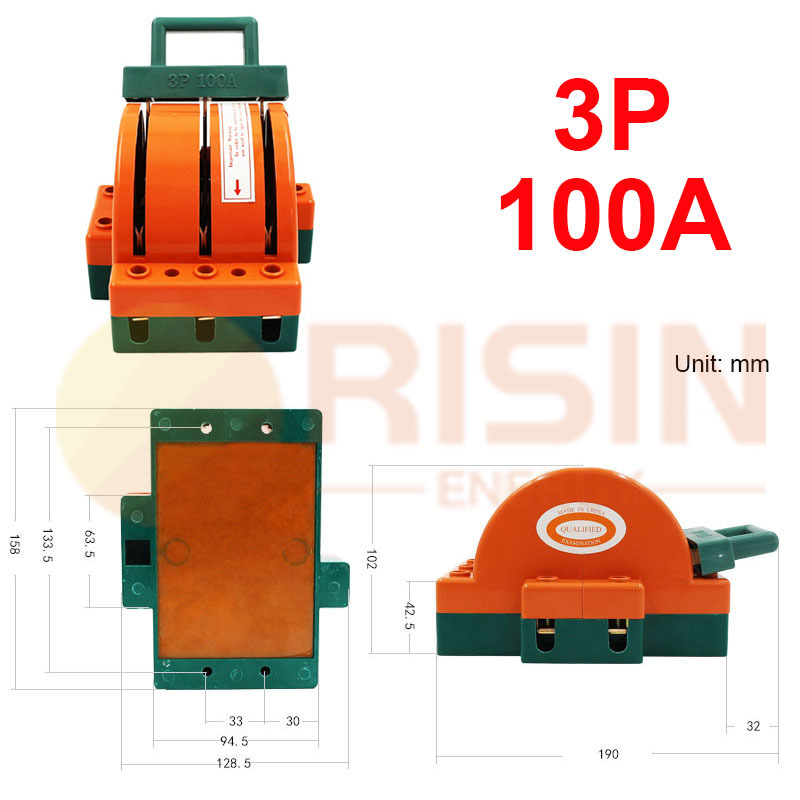 Δίπολος διακόπτης τύπου λεπίδας, 32A/63A/100A, 220V, απομονωτικός διακόπτης με διπλή μετάθεση