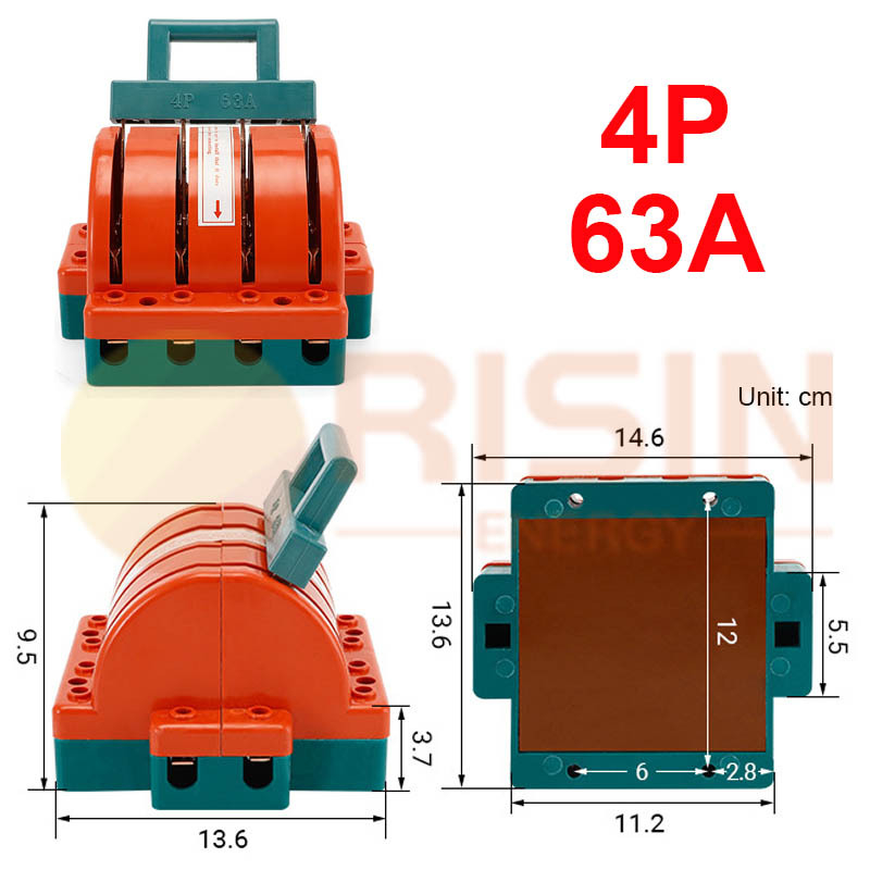 Δίπολος διακόπτης τύπου λεπίδας, 32A/63A/100A, 220V, απομονωτικός διακόπτης με διπλή μετάθεση