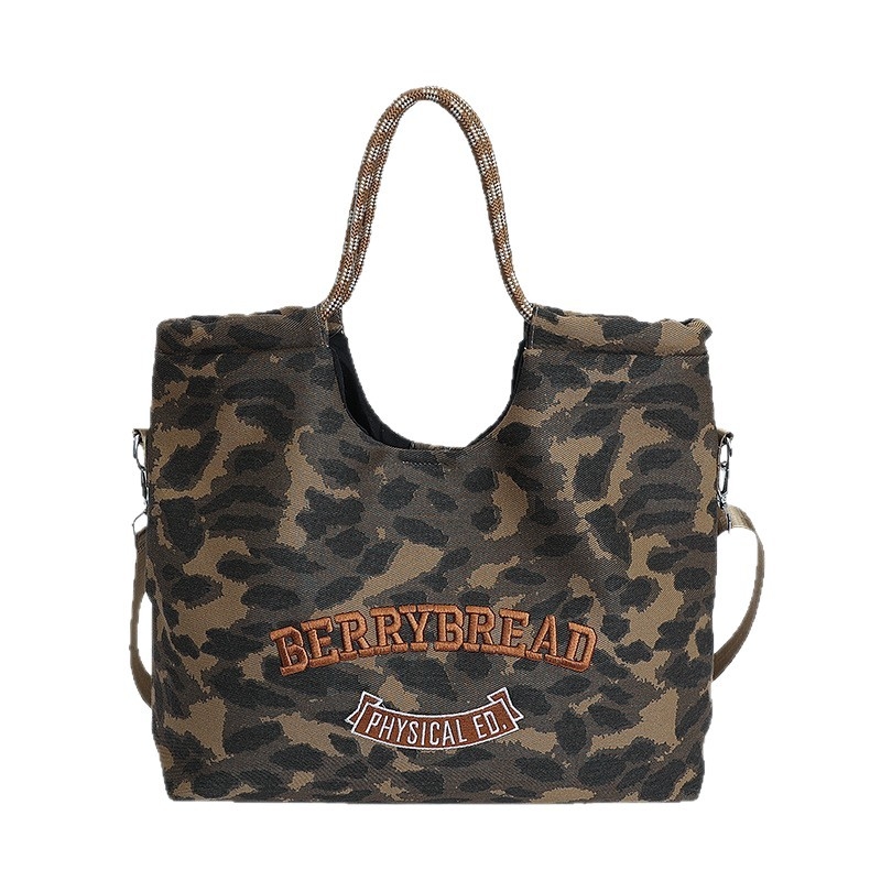 Ženska crossbody torba velike kapacitete, 2026 proljeće-ljeto, casual retro kamuflažni leopard print, tote torba za studente i svakodnevnu upotrebu