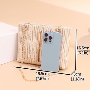 Minimalistička kvadratna torbica s lancem, 2026 novi korejski stil, pletena ljetna torba za rame ili crossbody, ženska torba