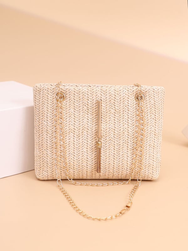 Minimalistička kvadratna torbica s lancem, 2026 novi korejski stil, pletena ljetna torba za rame ili crossbody, ženska torba