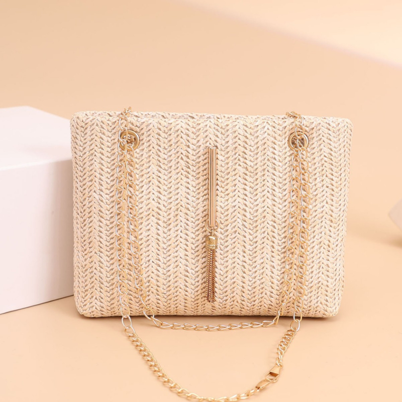 Minimalistička kvadratna torbica s lancem, 2026 novi korejski stil, pletena ljetna torba za rame ili crossbody, ženska torba
