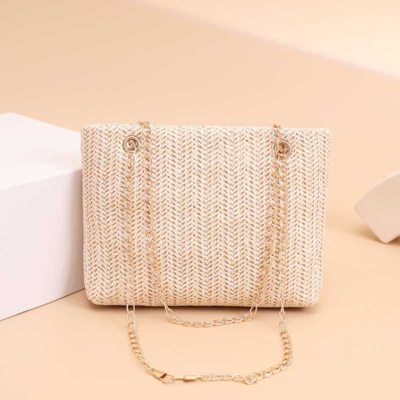 Minimalistička kvadratna torbica s lancem, 2026 novi korejski stil, pletena ljetna torba za rame ili crossbody, ženska torba