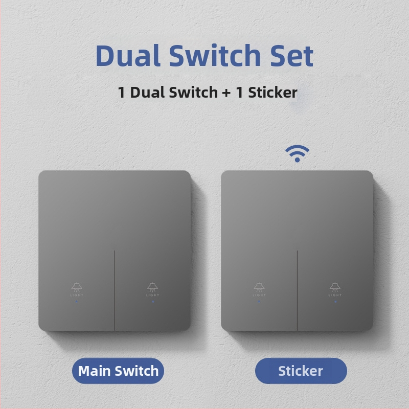 Inteligentný bezdrôtový prepínač na diaľkové ovládanie pre domáce použitie, dvojité a viacnásobné ovládanie, bez zapojenia, ľahko pripevniteľný