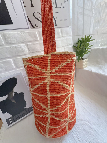 Ženska torba od rafije s blok bojama, ručno pletena kanta-torba za putovanja, za more i plažu, crossbody torba