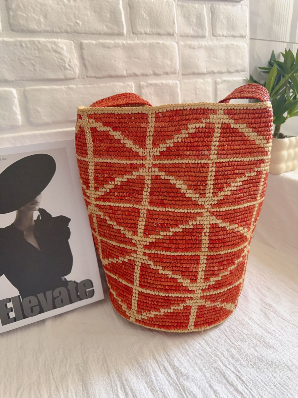 Ženska torba od rafije s blok bojama, ručno pletena kanta-torba za putovanja, za more i plažu, crossbody torba