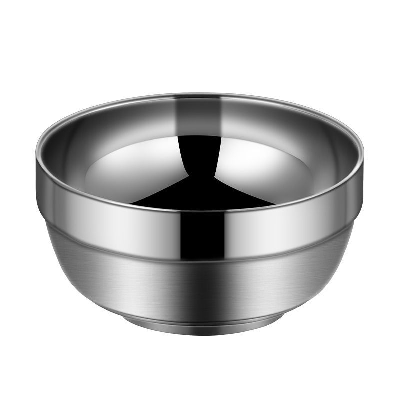 Vas din oțel inoxidabil 304 pentru tăiței și orez, rotund, dublu strat, finisaj platina, pentru copii/acasă, diametre 11-19 cm