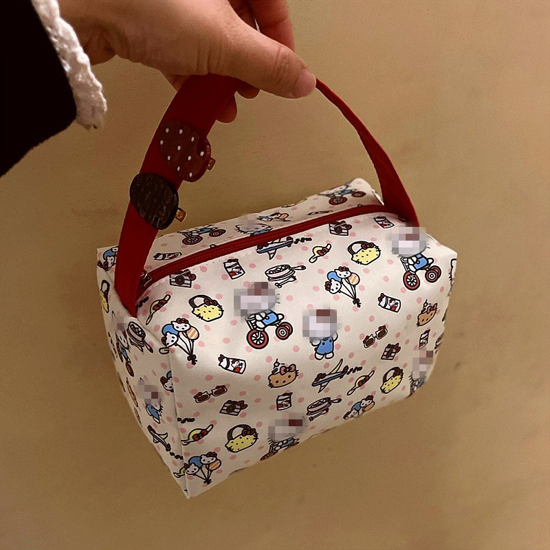 Geantă de makeup în stil japonez cu imprimeu desen animat, capacitate mare, geantă de voiaj pentru machiaj, organizator pentru rujuri