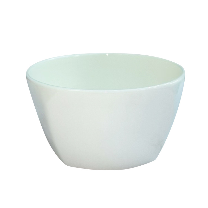 Bol din porțelan cu oase, alb pur, destinat servirii în hoteluri, design minimalist, bol de supă cu opțiune imprimare logo, diametru 10–11 cm, compatibil cu cuptorul cu microunde.