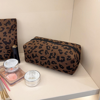 Neseser za šminku s leopard uzorkom, velika kapaciteta, prijenosni putni organizator, zatvarač