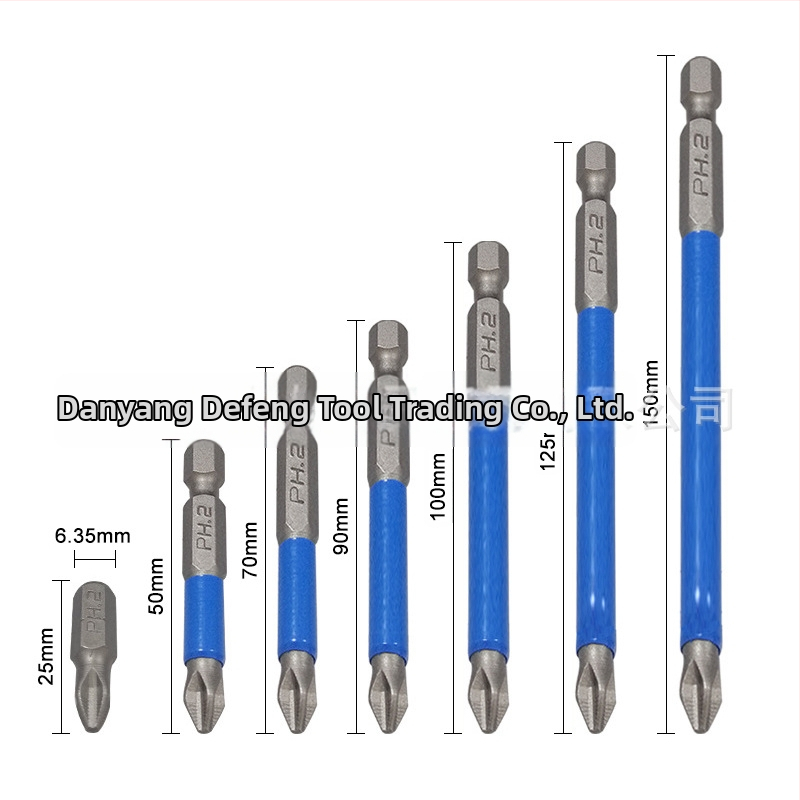 Bit S2 protišmykový pre elektrické a pneumatické skrutkovače, kríž PH2, magnetický, vysoká tvrdosť, dĺžka 25–150 mm