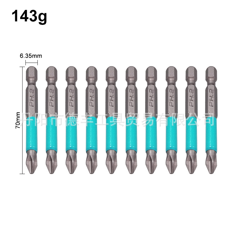 Bit S2 anti-alunecare pentru șurubelnițe electrice și pneumatice, cruce PH2, magnetic, duritate înaltă, 25–150 mm