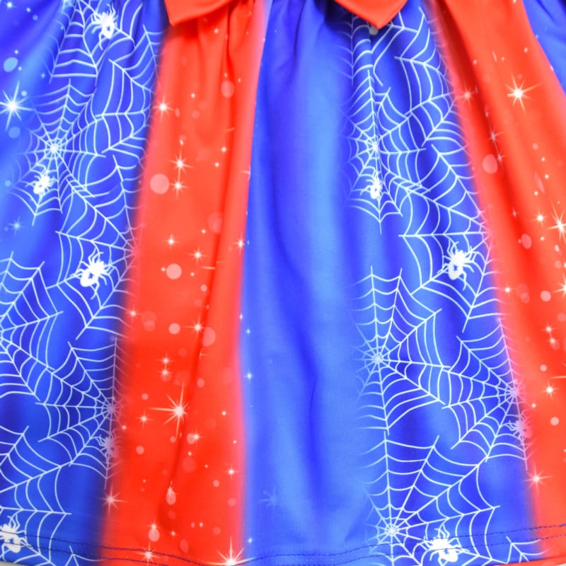Halloween ujjatlan lányruha hálós mintával és digitális nyomtatással, masnival - 94178