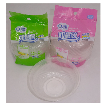 Boluri de unică folosință transparente, pachet de 20 bucăți, din plastic întărit, pentru mâncare la pachet (take-out), boluri pentru orez și supă, en gros